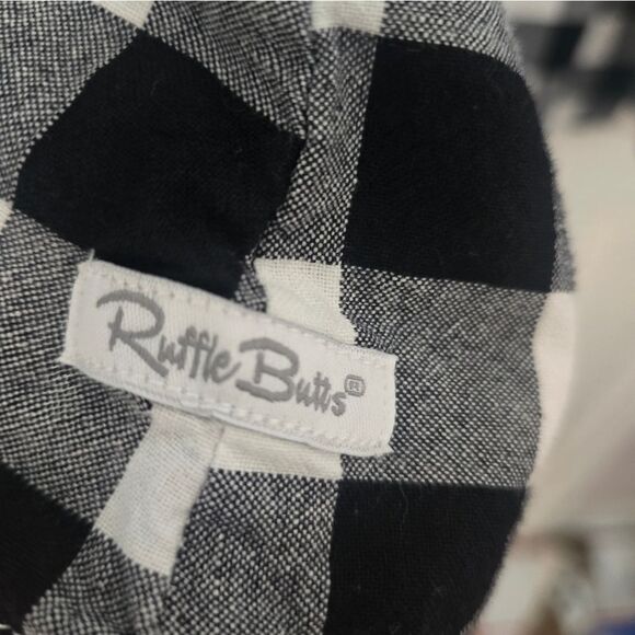 NWOT Ruffle Butts Black & White Buffalo Check Dress Size 6 & 2 Headbands - Picture 4 of 7